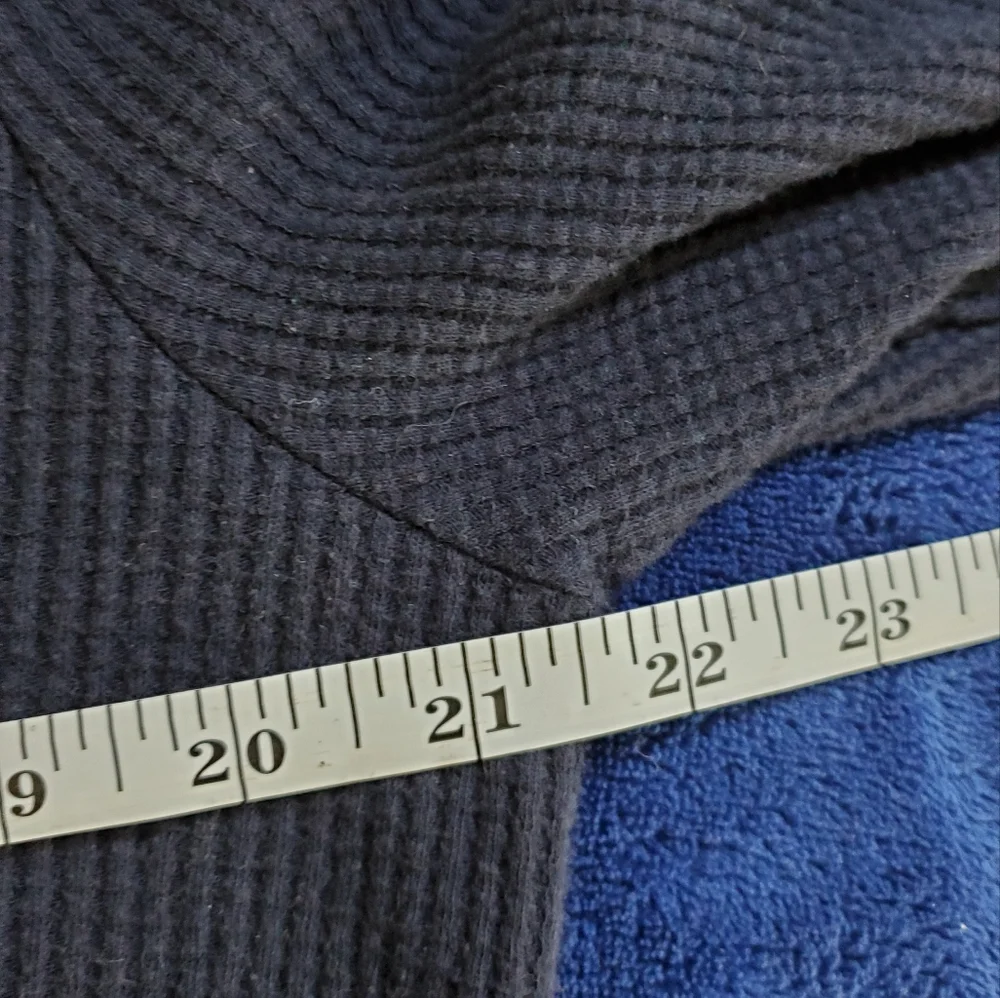 Tommy Hilfiger Henley Top Women’s XL Navy Waffle Knit Long Sleeve Pullover - Picture 10 of 12